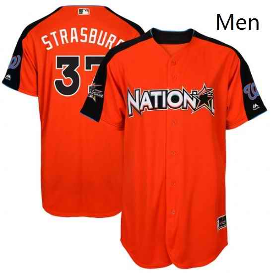 Mens Majestic Washington Nationals 37 Stephen Strasburg Authentic Orange National League 2017 MLB All Star MLB Jersey
